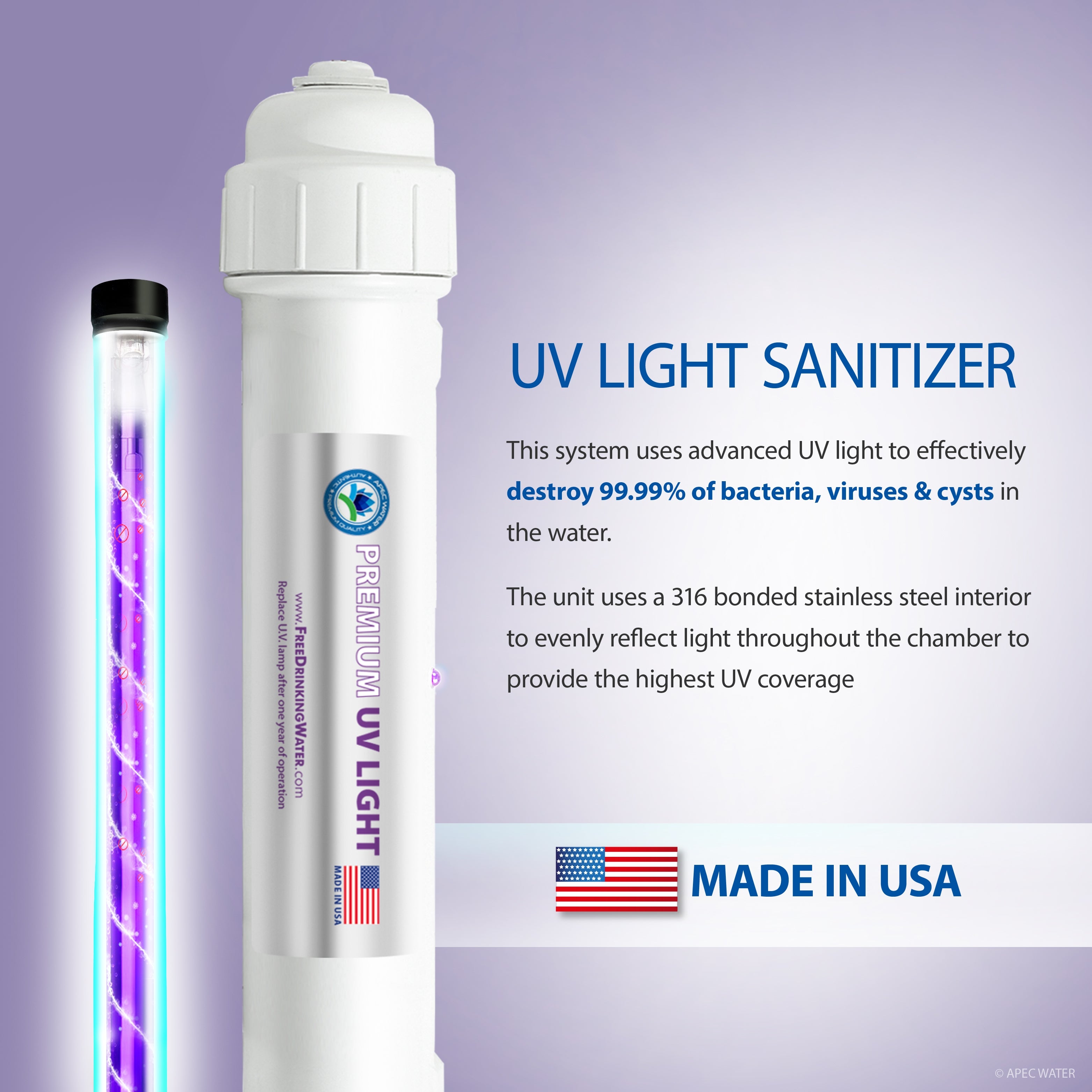 ROES-UV75 - Essence UV Disinfecting 6-Stage 75 GPD Reverse Osmosis Water Systems for Drinking Water