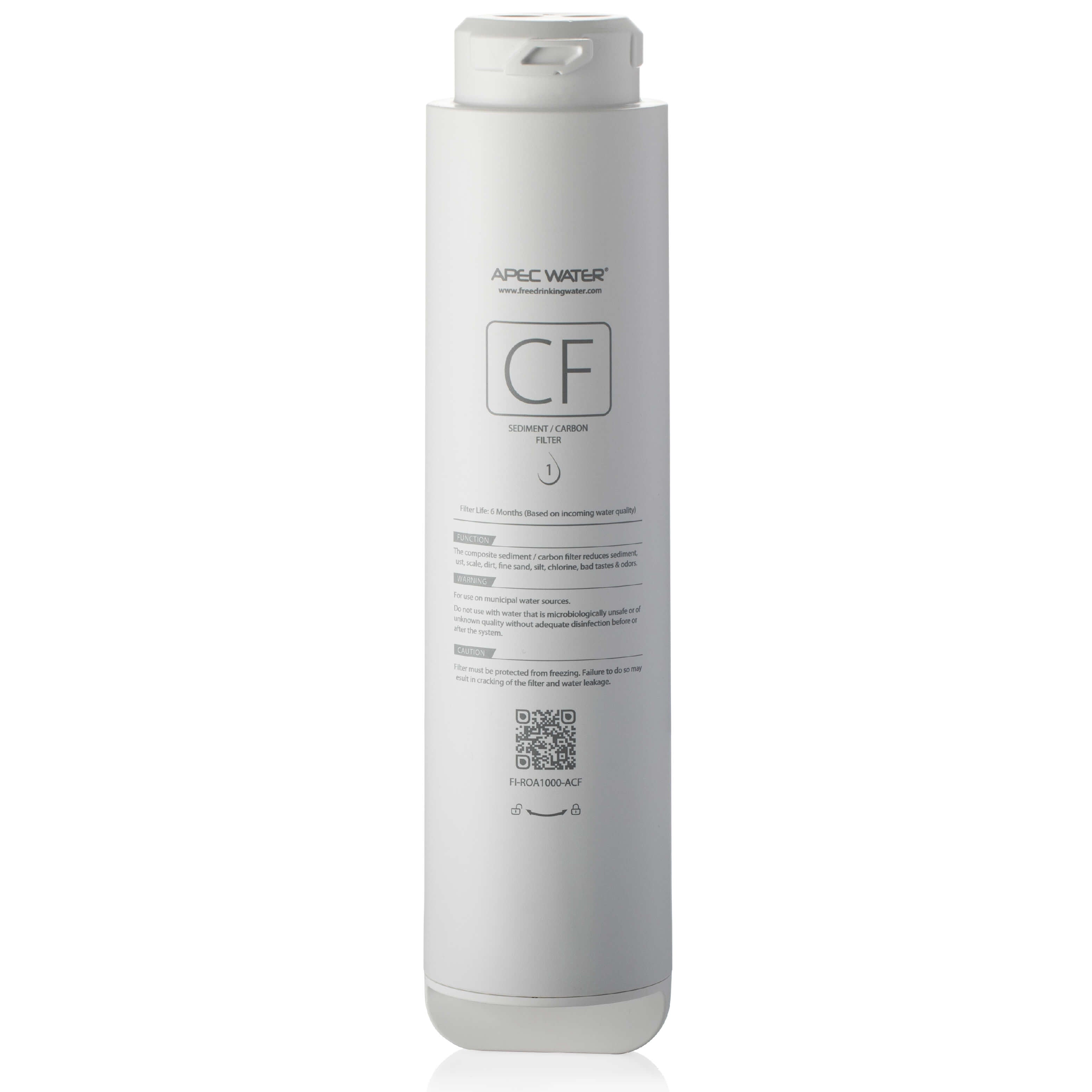 APEC ROTL-A1000 & ROTL-A1000ALK Replacement Sediment & Carbon Block Filter, NSF 372 & 58 Certified