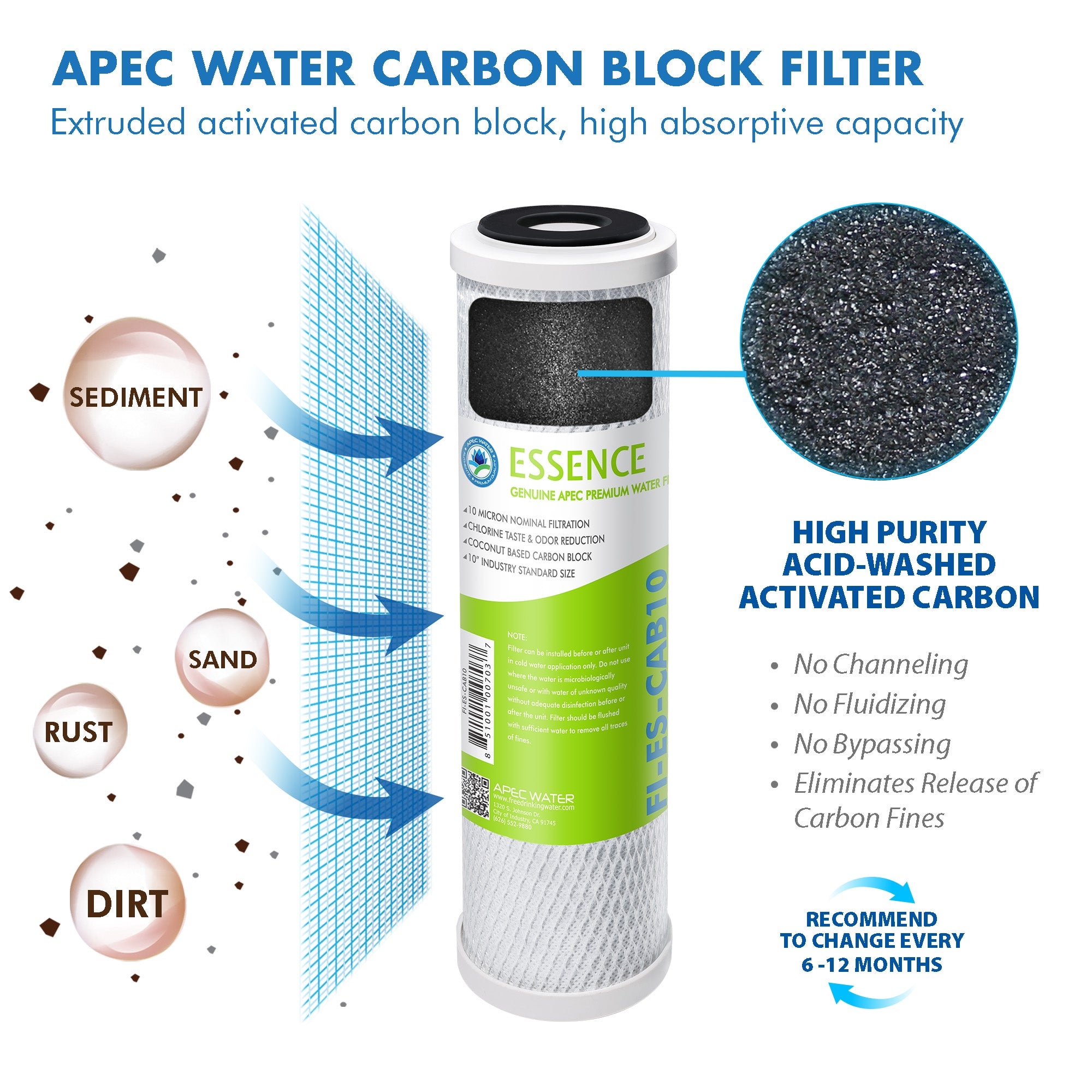 APEC RO Replacement Filters Complete Filter Set for ESSENCE 75 GPD ROES-UV75-SS V2 Reverse Osmosis Systems (Stages 1-6)
