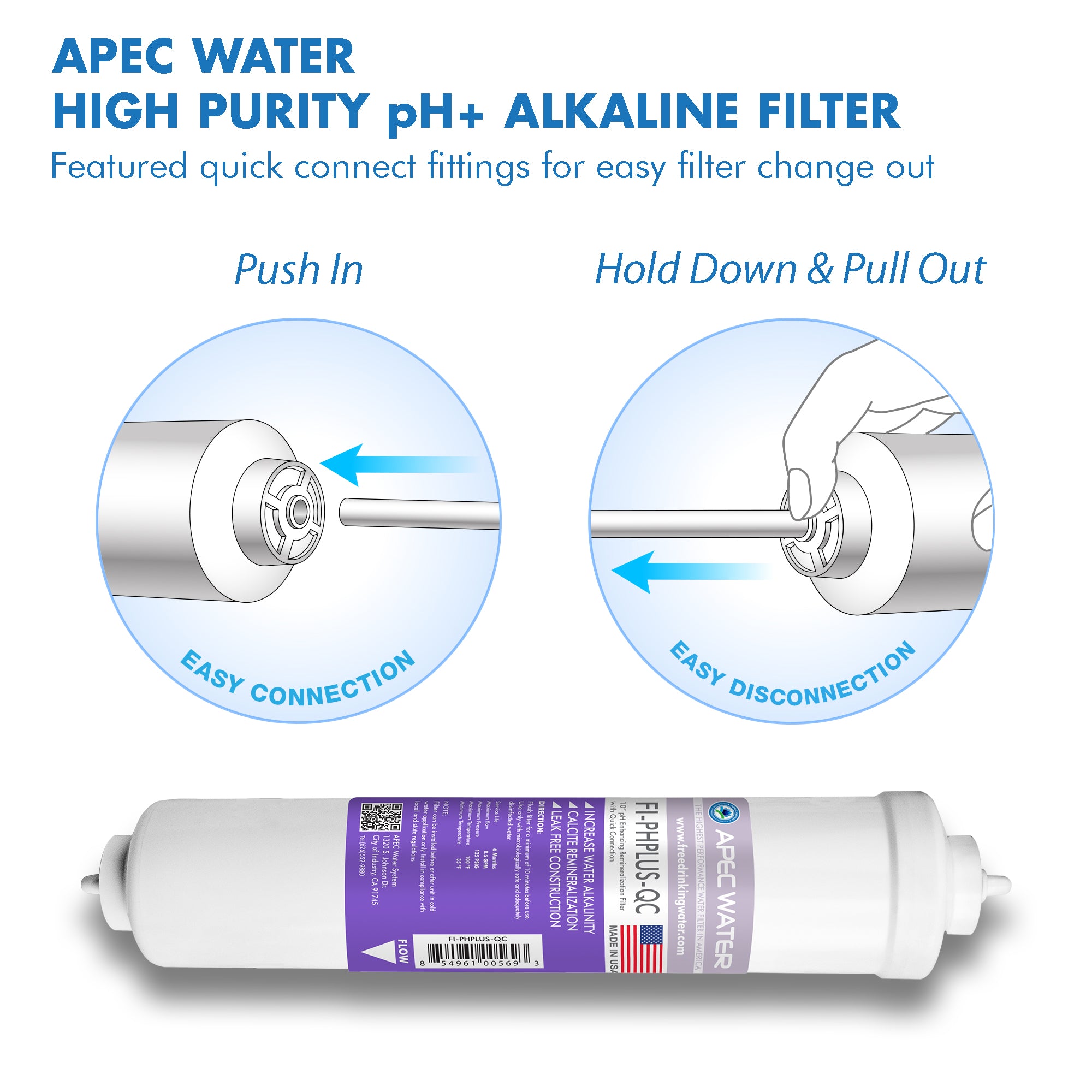 APEC RO Replacement Filters Pre-filter Set for All ULTIMATE 90 GPD PH RO Systems (Stages 1 - 3 and 6) - With 1/4"D Tubing
