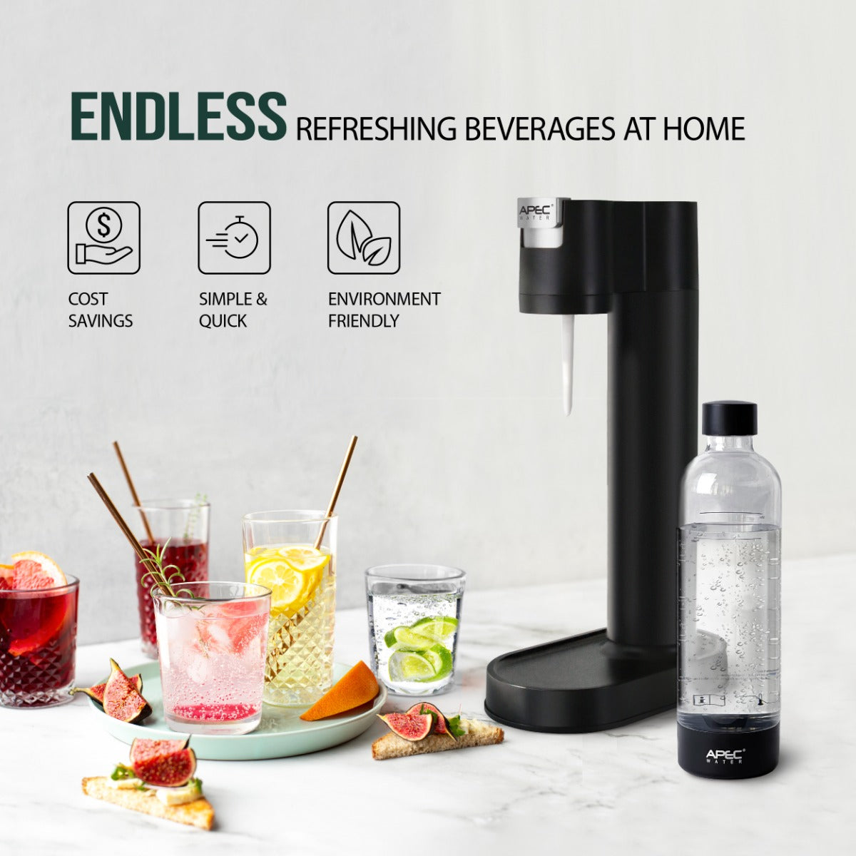 sparkling water maker creates quick, simple, cost effective, and environmentally friendly carbonated water